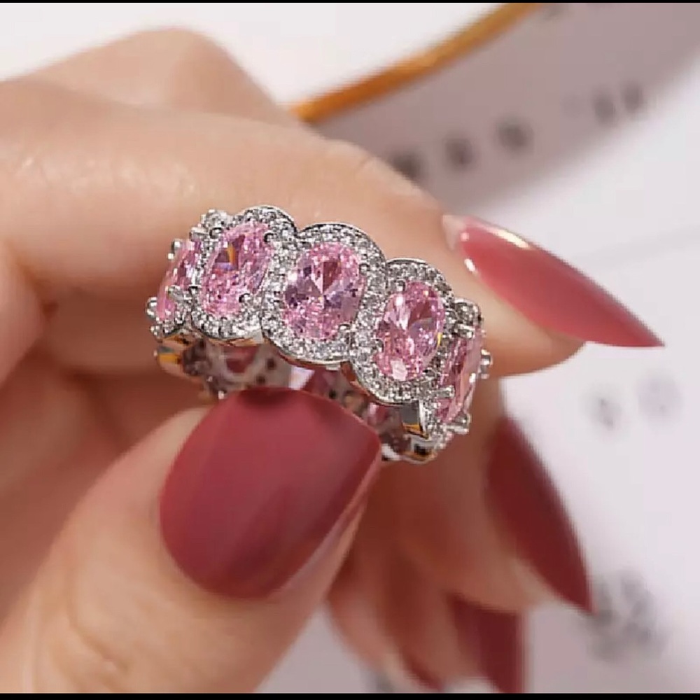 Pink Eternity Wedding Band